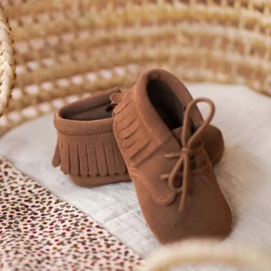 Kraamcadeau Babyschoentjes leer - Indian Brown