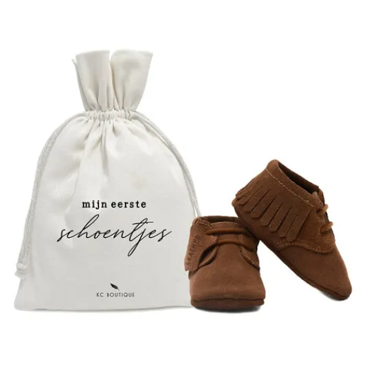 Kraamcadeau Babyschoentjes leer - Indian Brown