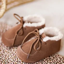 Kraamcadeau Babyschoentjes leer gevoerd - Brown