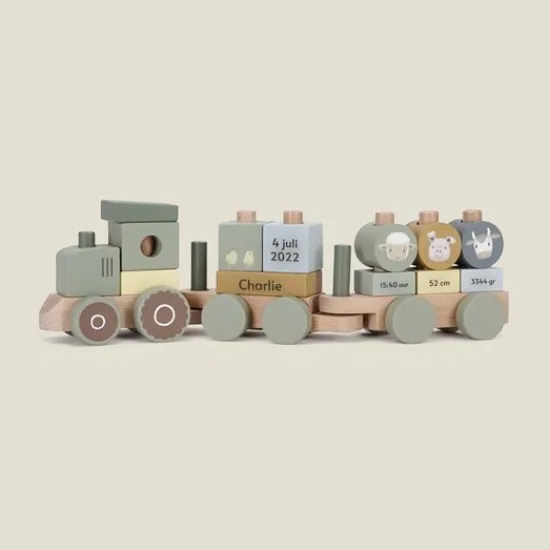 Kraamcadeau Blokkentrein Little Farm - Little Dutch