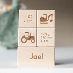Kraamcadeau Geboorteblokken -Tractor
