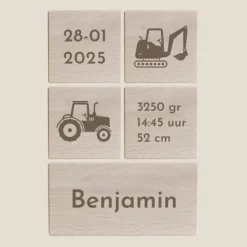Kraamcadeau Geboorteblokken -Tractor