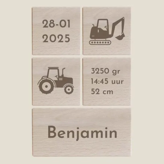 Kraamcadeau Geboorteblokken -Tractor