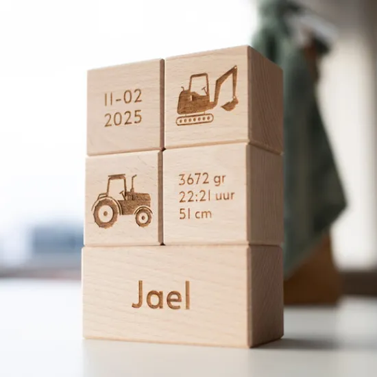 Kraamcadeau Geboorteblokken -Tractor