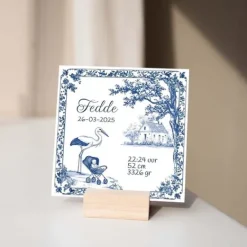 Kraamcadeau Geboortetegeltje - Delftsblauw