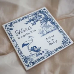 Kraamcadeau Geboortetegeltje - Delftsblauw