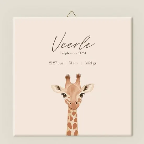 Kraamcadeau Geboortetegeltje - Giraffe