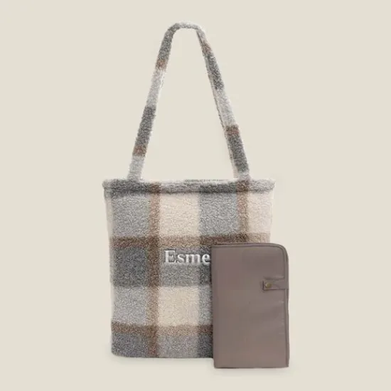 Kraamcadeau Jollein Luiertas Shopper - Check Bouclé