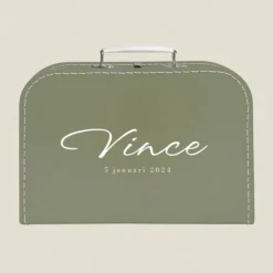 Kraamcadeau Kinderkoffertje met naam- Sage Green