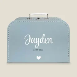 Kraamcadeau Kinderkoffertje met naam- Grey Blue