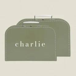 Kraamcadeau Kinderkoffertje met naam- Sage Green