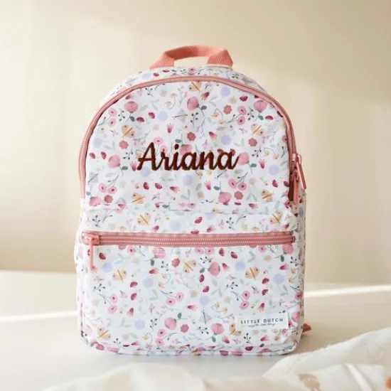 Kraamcadeau Little Dutch rugzak met naam - Bloemen