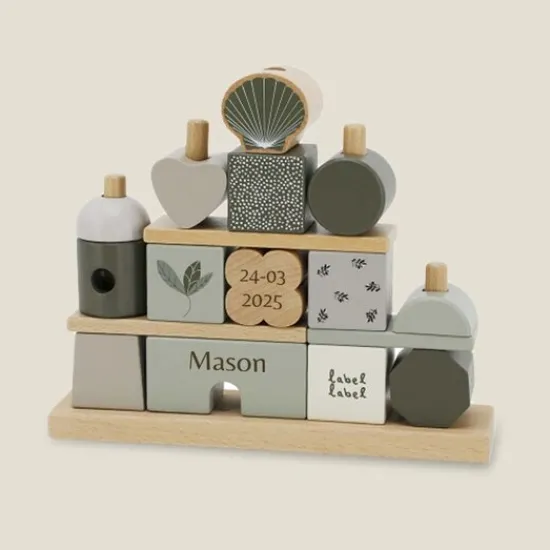 Kraamcadeau Stapelblokken huis - Label Label