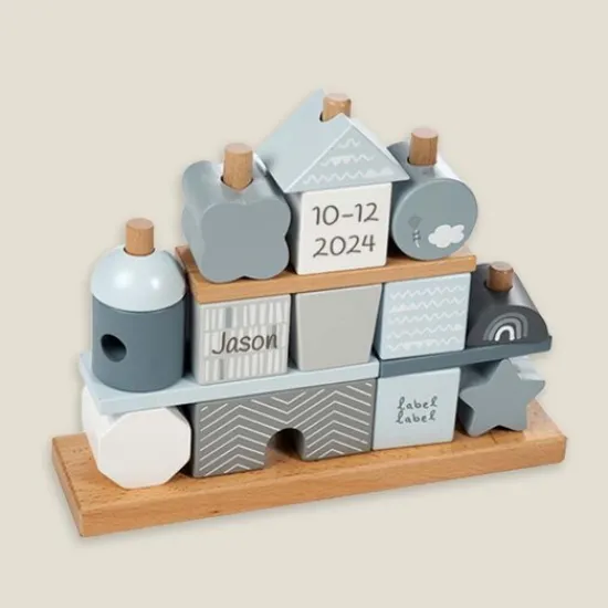 Kraamcadeau Stapelblokken huis - Label Label